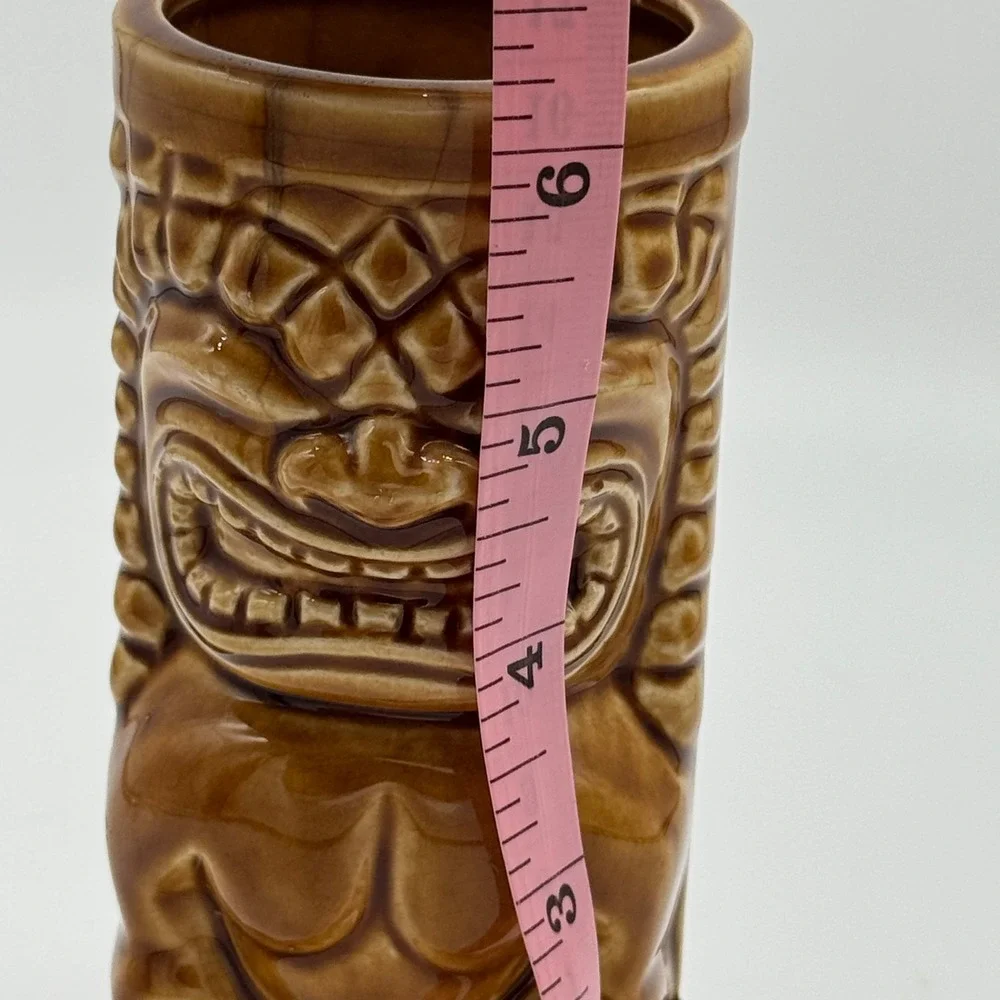 Vintage 60s Orchids of Hawaii Tiki Mug R-71 Brown Ceramic Grimace Barware Japan